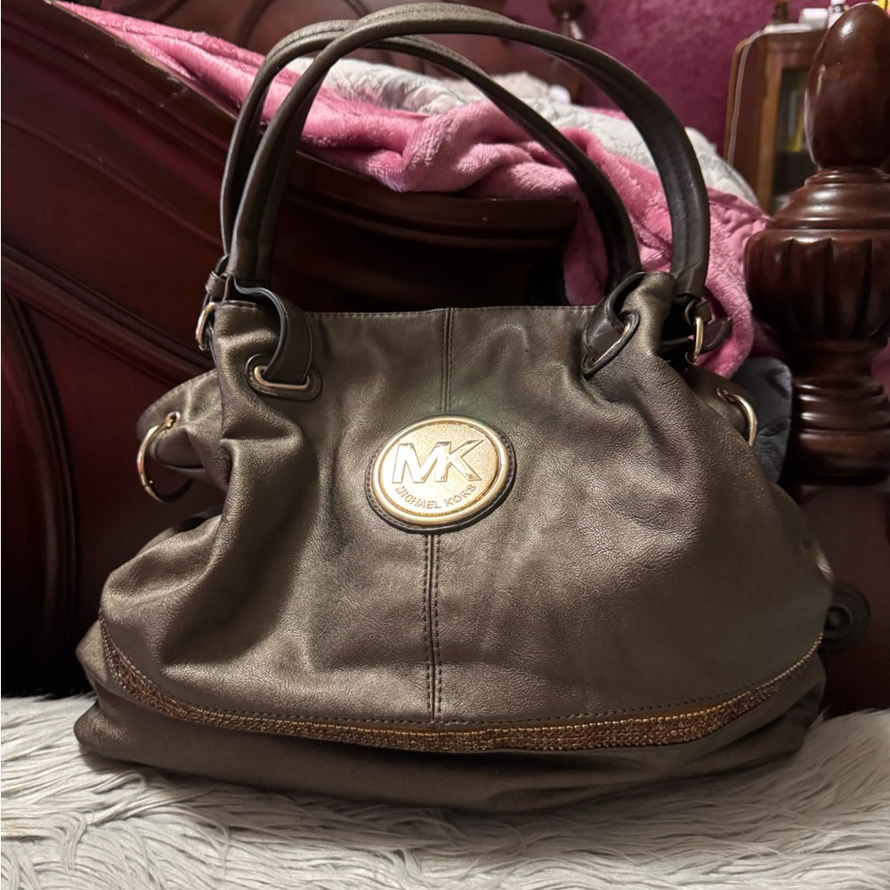 Michael Kors Brown Shoulder Bag with Slouchy Design